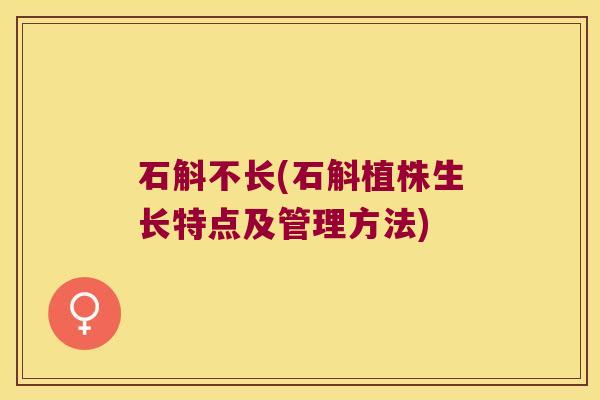 石斛不长(石斛植株生长特点及管理方法)
