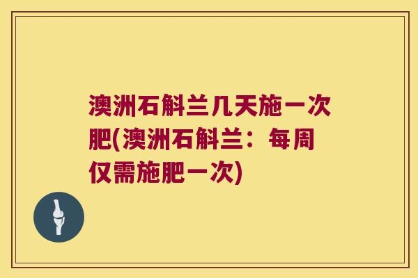 澳洲石斛兰几天施一次肥(澳洲石斛兰：每周仅需施肥一次)