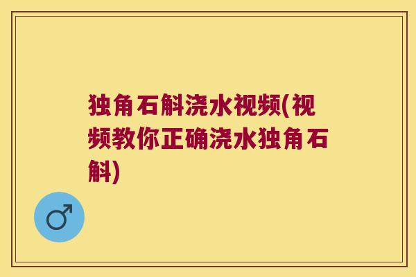 独角石斛浇水视频(视频教你正确浇水独角石斛)