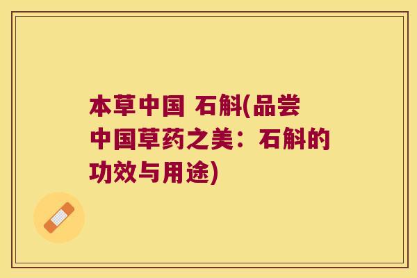 本草中国 石斛(品尝中国草药之美：石斛的功效与用途)