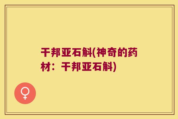 干邦亚石斛(神奇的药材：干邦亚石斛)