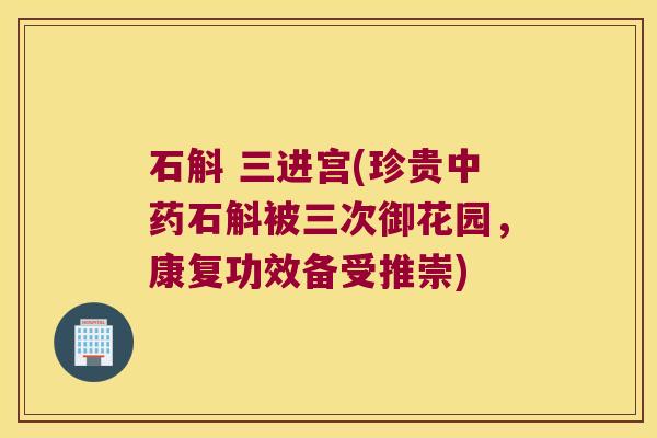 石斛 三进宫(珍贵中药石斛被三次御花园，康复功效备受推崇)