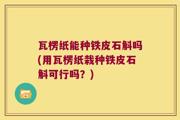 瓦楞纸能种铁皮石斛吗(用瓦楞纸栽种铁皮石斛可行吗?) 瓦楞纸能种铁皮石斛吗(用瓦楞纸栽种铁皮石斛可行吗?)