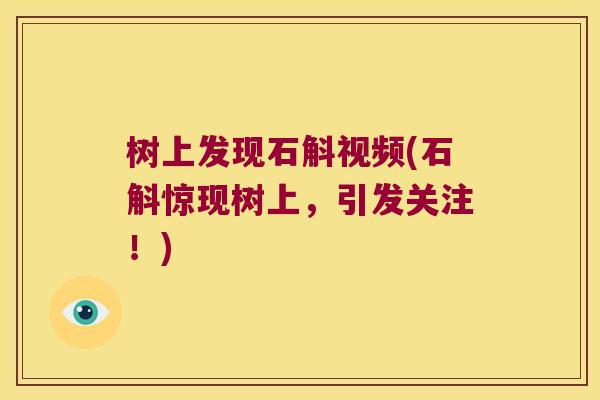 树上发现石斛视频(石斛惊现树上，引发关注！)