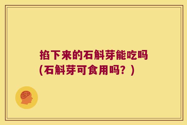 掐下来的石斛芽能吃吗(石斛芽可食用吗？)