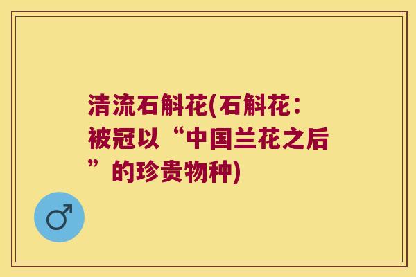 清流石斛花(石斛花：被冠以“中国兰花之后”的珍贵物种)
