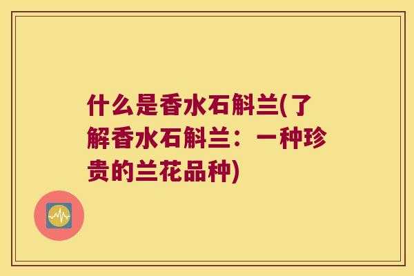 什么是香水石斛兰(了解香水石斛兰：一种珍贵的兰花品种)