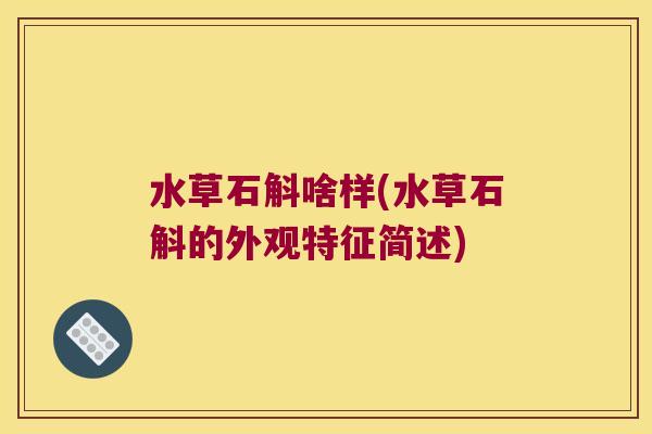 水草石斛啥样(水草石斛的外观特征简述)