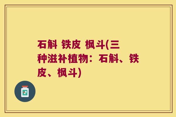 石斛 铁皮 枫斗(三种滋补植物：石斛、铁皮、枫斗)