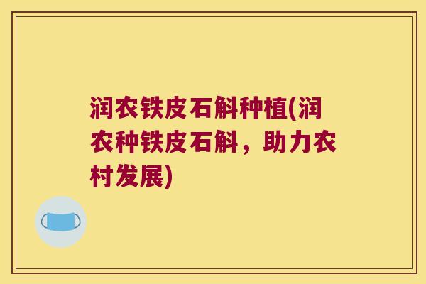 润农铁皮石斛种植(润农种铁皮石斛，助力农村发展)