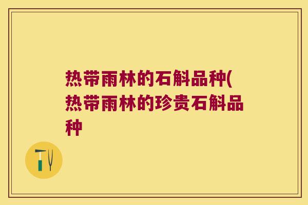 热带雨林的石斛品种(热带雨林的珍贵石斛品种