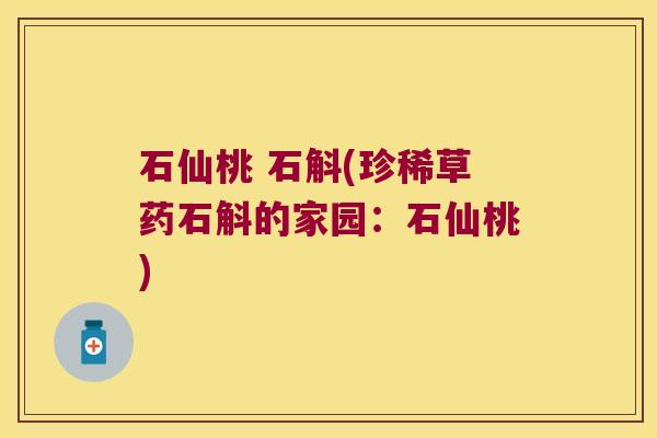 石仙桃 石斛(珍稀草药石斛的家园：石仙桃)