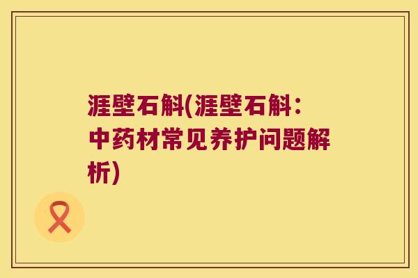 涯壁石斛(涯壁石斛：材常见养护问题解析)