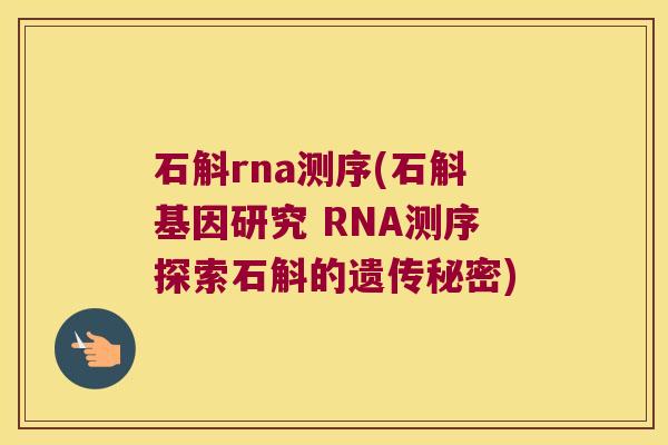 石斛rna测序(石斛基因研究 RNA测序探索石斛的遗传秘密)