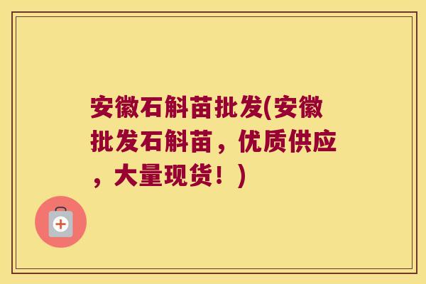 安徽石斛苗批发(安徽批发石斛苗，优质供应，大量现货！)