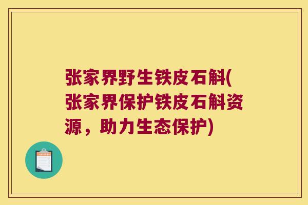 张家界野生铁皮石斛(张家界保护铁皮石斛资源，助力生态保护)