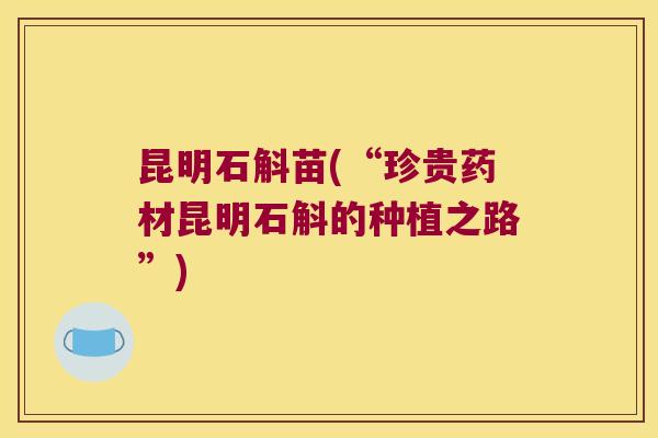 昆明石斛苗(“珍贵药材昆明石斛的种植之路”)
