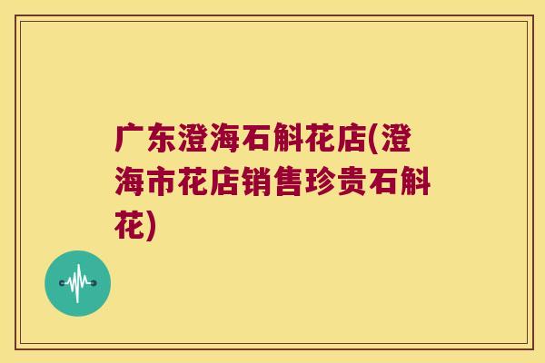 广东澄海石斛花店(澄海市花店销售珍贵石斛花)