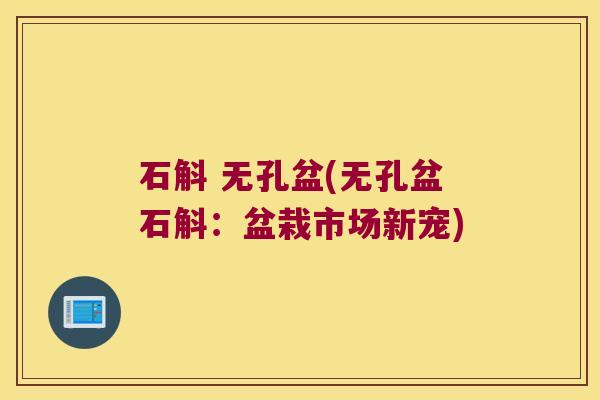 石斛 无孔盆(无孔盆石斛：盆栽市场新宠)