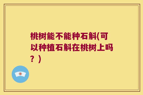 桃树能不能种石斛(可以种植石斛在桃树上吗？)