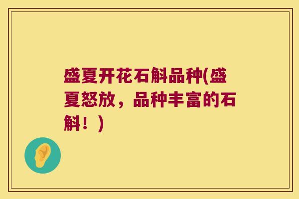 盛夏开花石斛品种(盛夏怒放，品种丰富的石斛！)