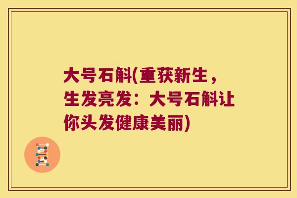 大号石斛(重获新生，生发亮发：大号石斛让你头发健康美丽)