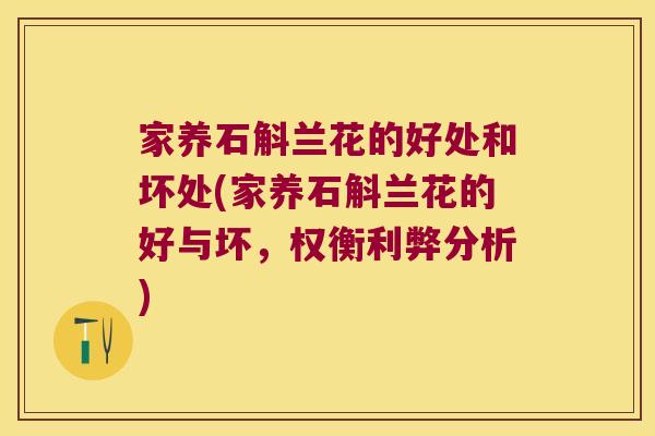 家养石斛兰花的好处和坏处(家养石斛兰花的好与坏，权衡利弊分析)