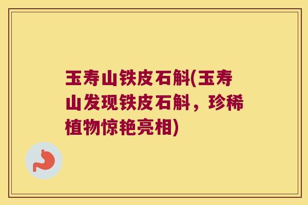 玉寿山铁皮石斛(玉寿山发现铁皮石斛，珍稀植物惊艳亮相)