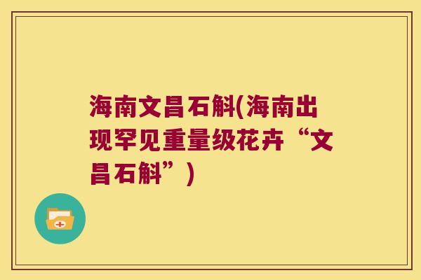 海南文昌石斛(海南出现罕见重量级花卉“文昌石斛”)