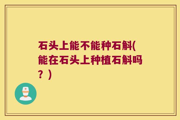 石头上能不能种石斛(能在石头上种植石斛吗？)