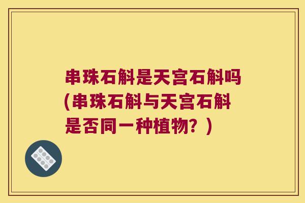 串珠石斛是天宫石斛吗(串珠石斛与天宫石斛是否同一种植物?) 串珠石斛是天宫石斛吗(串珠石斛与天宫石斛是否同一种植物?)
