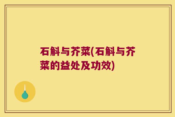 石斛与芥菜(石斛与芥菜的益处及功效)