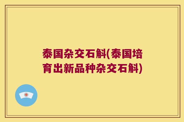泰国杂交石斛(泰国培育出新品种杂交石斛)