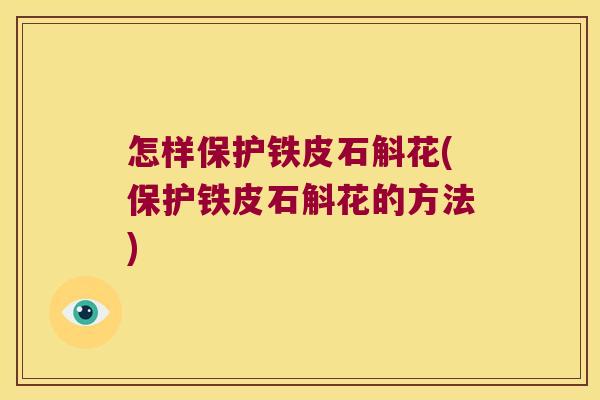 怎样保护铁皮石斛花(保护铁皮石斛花的方法)