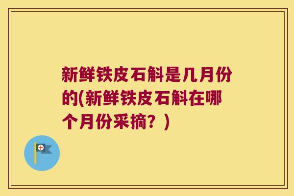 新鲜铁皮石斛是几月份的(新鲜铁皮石斛在哪个月份采摘？)