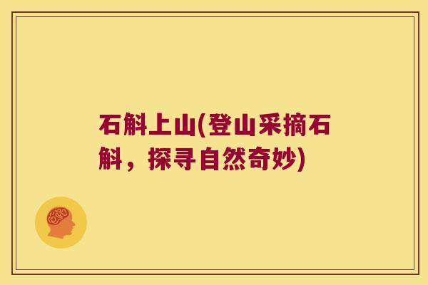 石斛上山(登山采摘石斛，探寻自然奇妙)
