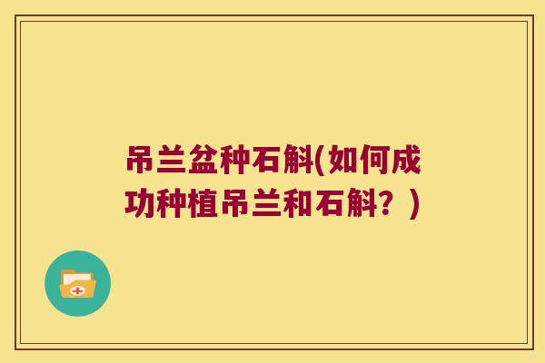 吊兰盆种石斛(如何成功种植吊兰和石斛？)