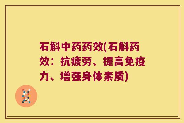石斛中药药效(石斛药效：抗疲劳、提高免疫力、增强身体素质)