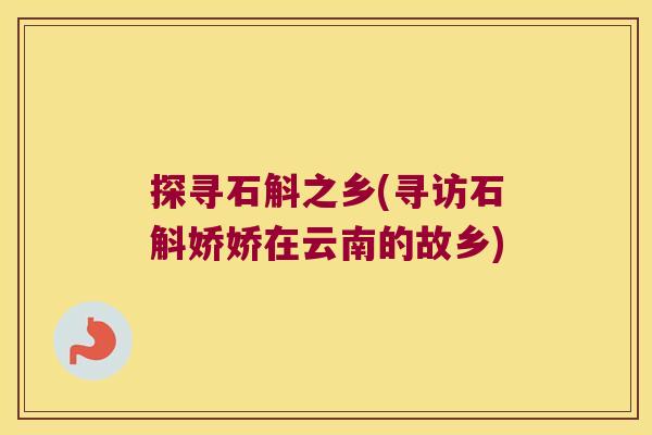探寻石斛之乡(寻访石斛娇娇在云南的故乡)