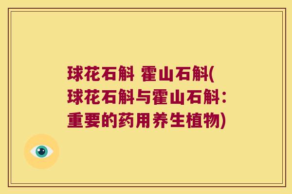 球花石斛 霍山石斛(球花石斛与霍山石斛：重要的药用养生植物)