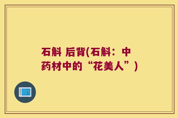 石斛 后背(石斛：中药材中的“花美人”)