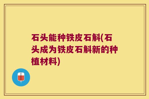 石头能种铁皮石斛(石头成为铁皮石斛新的种植材料)
