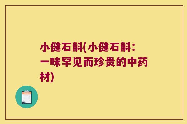 小健石斛(小健石斛：一味罕见而珍贵的中药材)