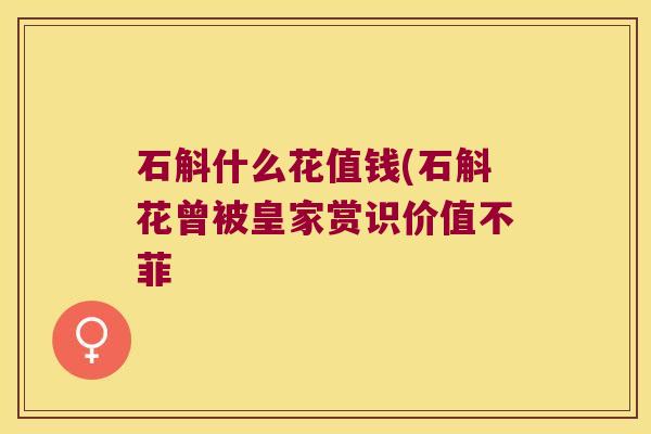 石斛什么花值钱(石斛花曾被皇家赏识价值不菲