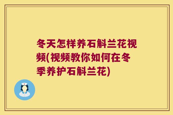 冬天怎样养石斛兰花视频(视频教你如何在冬季养护石斛兰花)