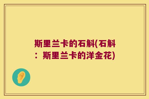 斯里兰卡的石斛(石斛：斯里兰卡的洋金花)