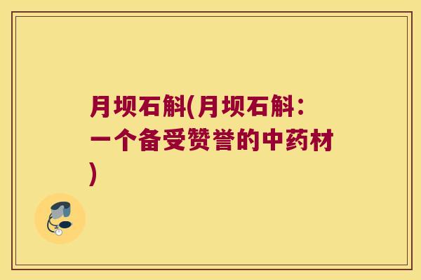 月坝石斛(月坝石斛：一个备受赞誉的中药材)