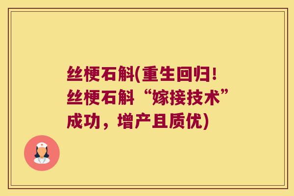 丝梗石斛(重生回归！丝梗石斛“嫁接技术”成功，增产且质优)