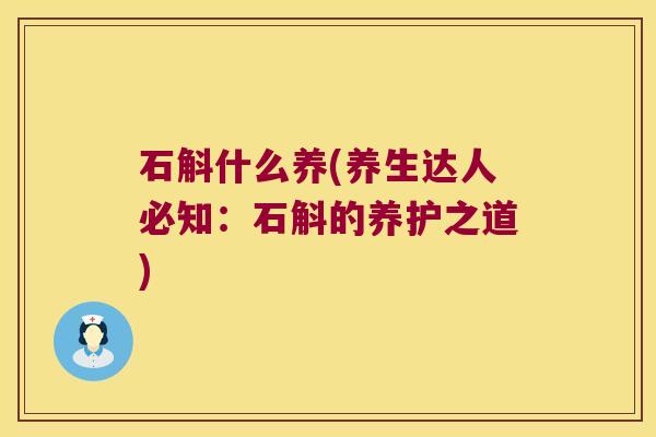 石斛什么养(养生达人必知：石斛的养护之道)