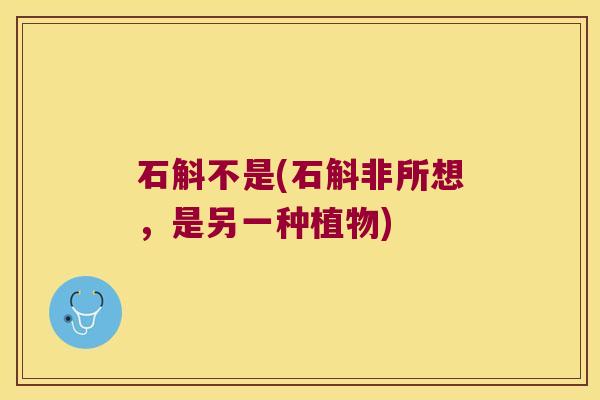 石斛不是(石斛非所想，是另一种植物)